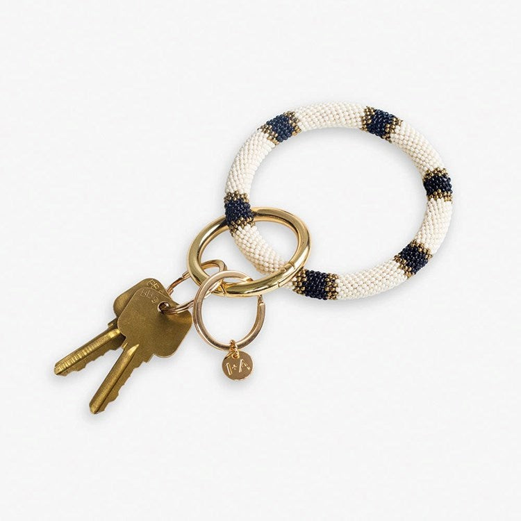 Chloe stripes key ring Ivory/Black