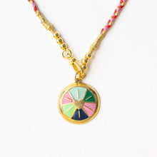 Load image into Gallery viewer, Maria braided necklace with enamel pendant amore r