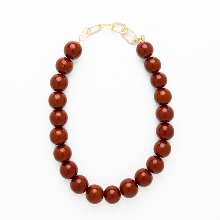 Iris large resin bead necklace brown