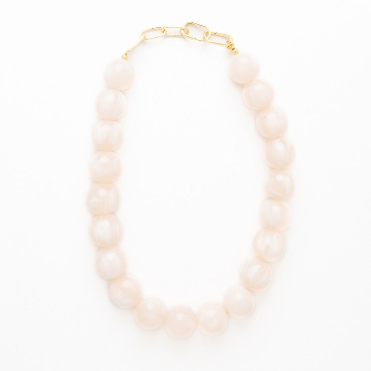 Iris large resin bead necklace milky white