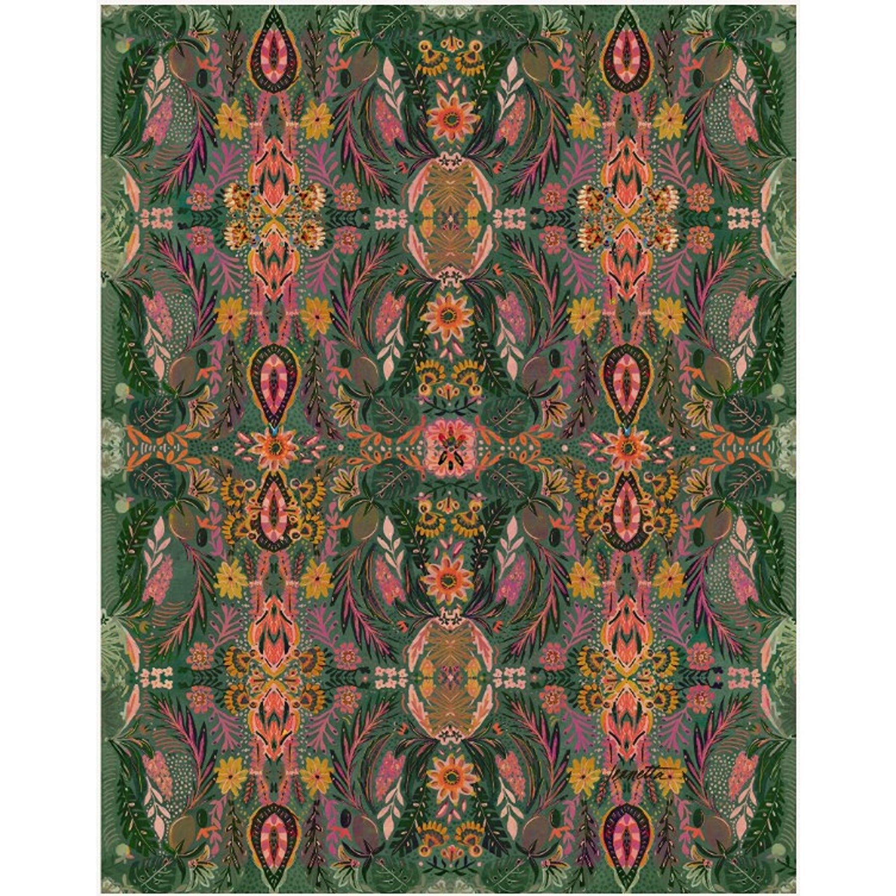 Golden Emerald  Double Sided Tea Towel