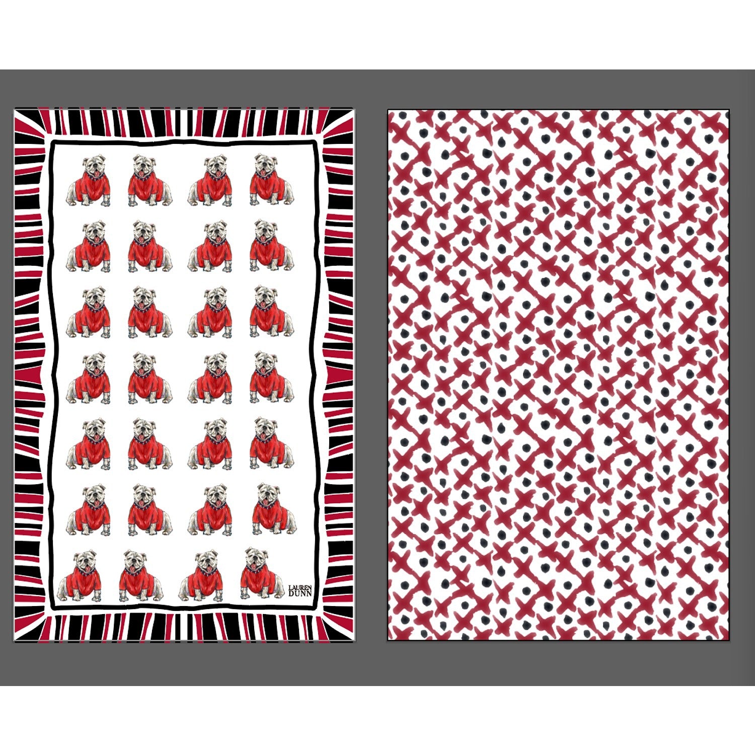 Game Day Bulldog Double Sided Tea Towel