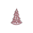 8"L x 5-3/4"W Stoneware Tree Shaped Plate, Pink, Red & White ©
