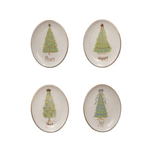 Load image into Gallery viewer, Oval Stoneware Dish with Christmas Tree, Word, 4 Styles ©
