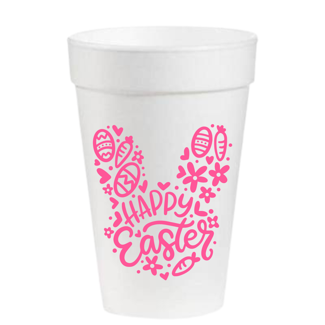 Happy Easter Pink Bunny Styrofoam Cups