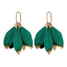 Load image into Gallery viewer, Emerald Feather Tassel Earrings