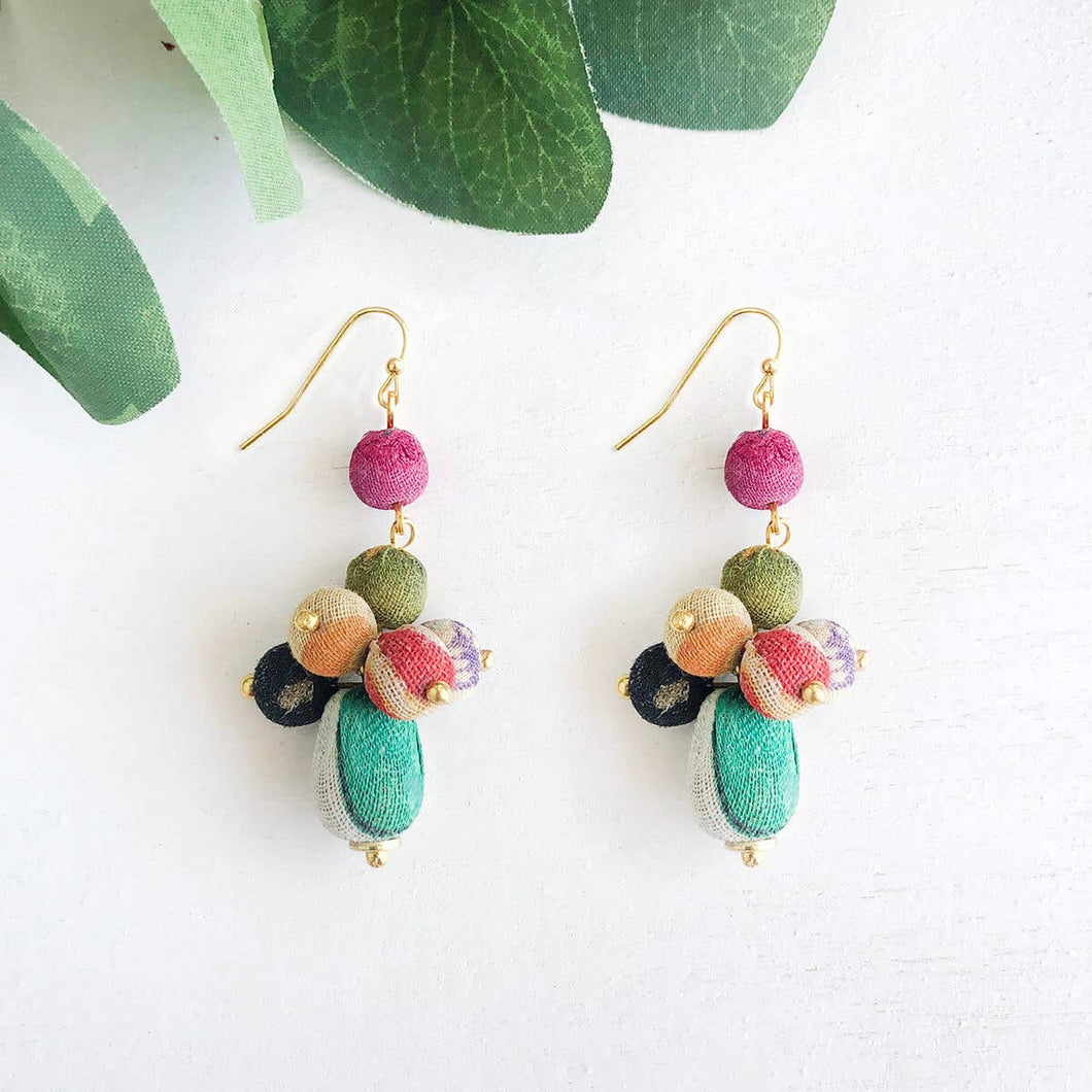 Kantha Tiered Droplet Earrings