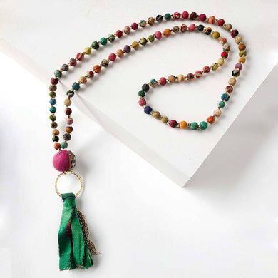 Kantha Tassel Necklace