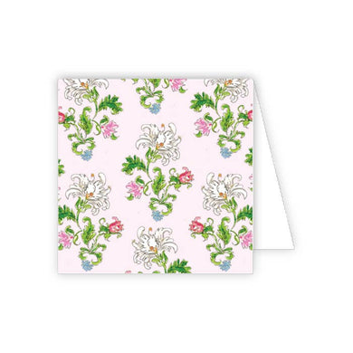 Pink Floral Block Print Enclosure Card