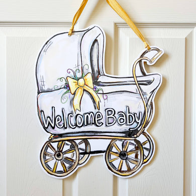 Welcome Baby Carriage Door Hanger
