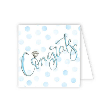 Handpainted Congrats Blue with Polka Dots Enclosure Card