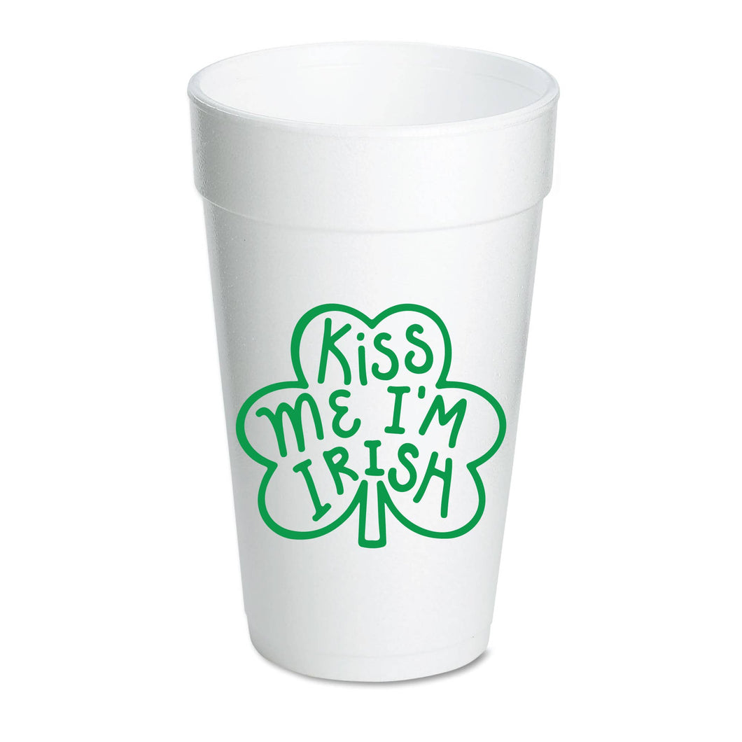 Kiss Me Im Irish Clover Foam Cup