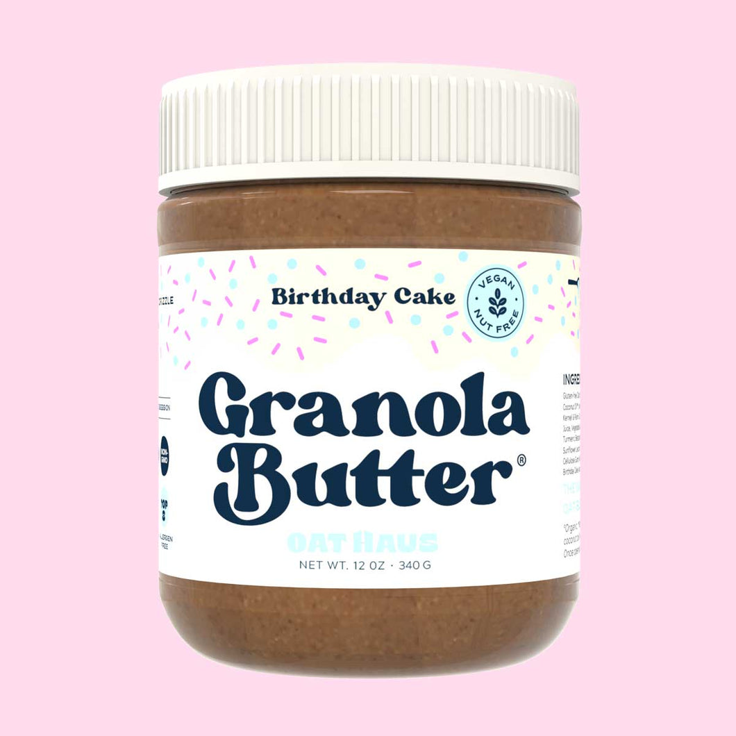 Birthday Cake Granola Butter | Nut-free, Vegan, GF Spread