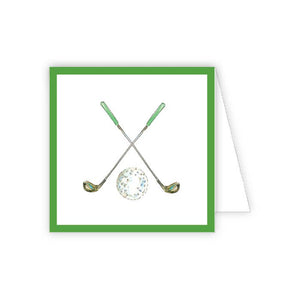 Golf Club and Ball with Green Border Enclosure Card