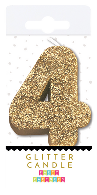 4 Gold Glitter Number Candle