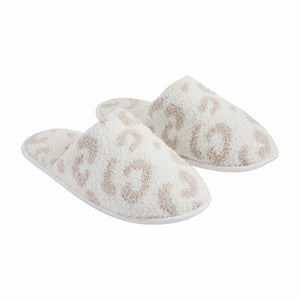 Cream Leopard Chenille Slippers