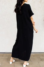 Load image into Gallery viewer, Black Linen Blend V Neck Maxi