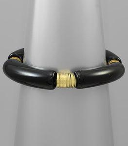Large Acrylic Tube & Gold Bracelet