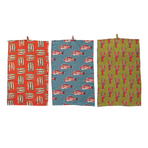 Linen Sea Life Tea Towel