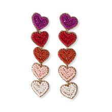 Load image into Gallery viewer, Beaded Heart Dangle Earrings