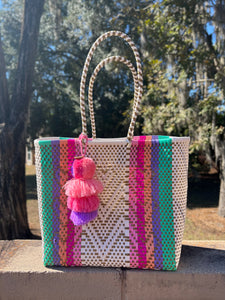 Medium Aqua Rainbow Hearts Bag