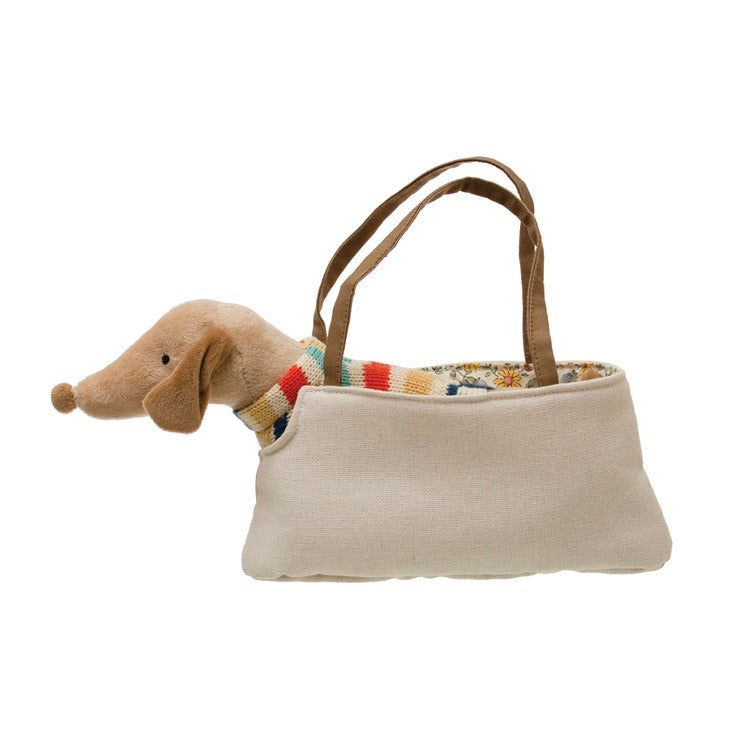 Cotton Removable Dachshund in Dog Carrier